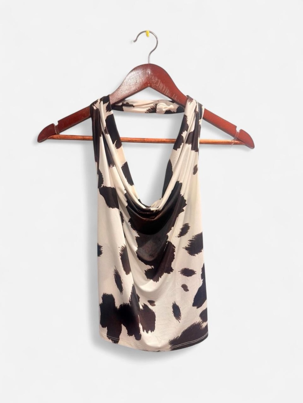 Wilfred Beige and Black Draped Cow-Print Camisole